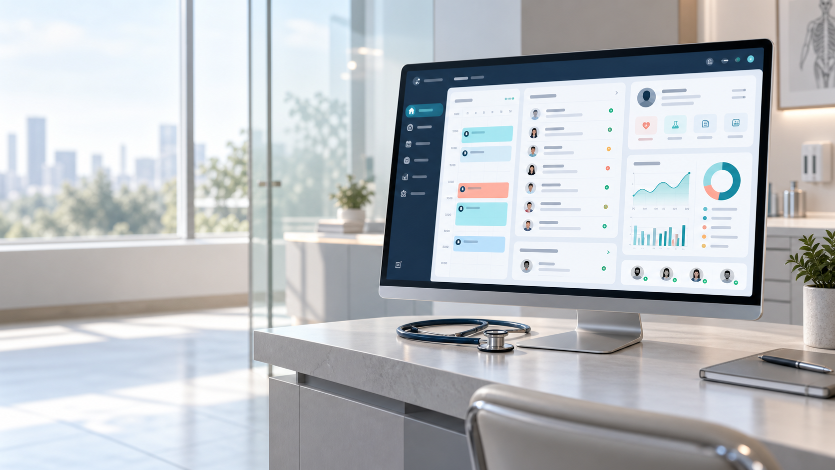 DoctorMitra practice management software displayed in a modern clinic